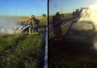 Pérdidas totales en el incendio de un automóvil en la Ruta 249