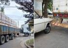 Un camión enganchó y arrastró a un auto, luego de pasar por un lugar no permitido para tránsito pesado
