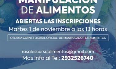El Municipio abre inscripción para cursos gratuitos de Manipulación de Alimentos del mes de noviembre 2022