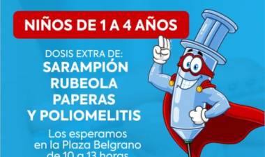Este viernes se aplicarán refuerzos de vacunas infantiles en la Plaza Belgrano