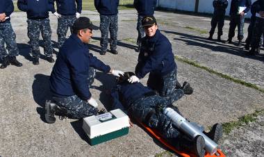Realizaron un simulacro de incendio en el Comando de la Flota de Mar