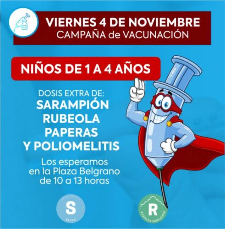 Este viernes se aplicarán refuerzos de vacunas infantiles en la Plaza Belgrano