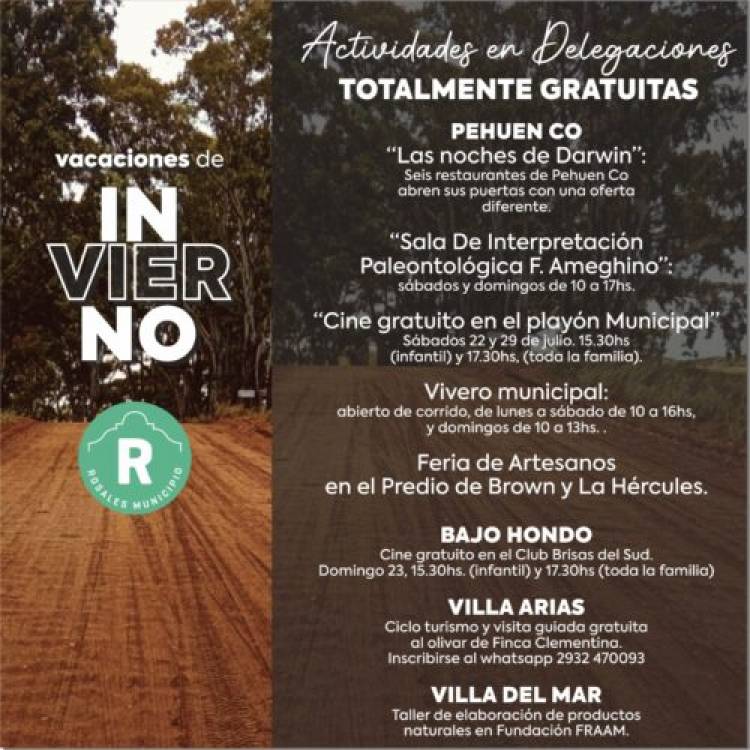 Conocé el listado completo de actividades para vacaciones de invierno organizadas por el Municipio