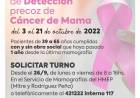 Desde el 3 de octubre se realizará la 12° “Campaña de detección precoz de Cáncer de Mama”  