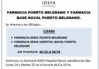 Cerrarán las farmacias de IOSFA del 24 al 28 de octubre 2022