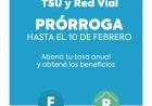 Se prorrogaron los vencimientos de las tasas de Red Vial y TSU hasta el 10 de febrero de 2023