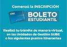 Comenzó la inscripción para el Boleto Estudiantil en Coronel Rosales