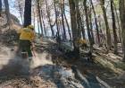 Brigadistas forestales de la Armada Argentina combaten los incendios en El Bolsón