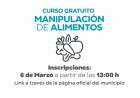 Este jueves se abren las inscripciones para el curso de manipulación de alimentos del Municipio