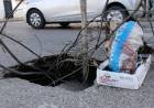Preocupación por un importante hundimiento del asfalto en una esquina céntrica