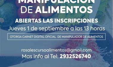 El Municipio abre inscripción para cursos gratuitos de Manipulación de Alimentos del mes de septiembre 2022 