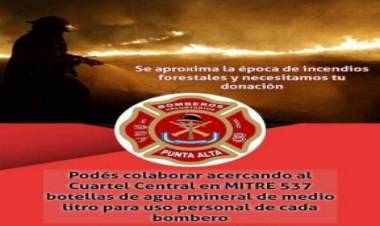 Campaña Solidaria del Agua: Piden donaciones de agua mineral para los Bomberos Voluntarios