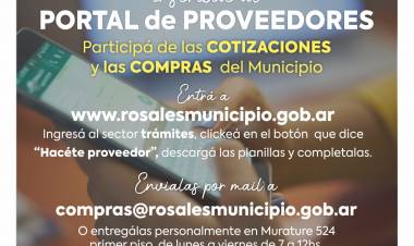 Ahora es gratuito inscribirse al “Portal de proveedores” de Rosales Municipio