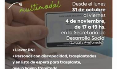 Desde el lunes se entregarán los Pase Libre Multimodal en la Secretaría de Desarrollo Social 