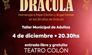 Ante el éxito de la primera función, el Taller Municipal de Adultos presentará nuevamente “El conde Drácula” 