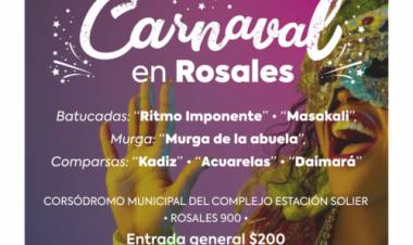 Los corsos rosaleños organizados por el Municipio tendrán 4 noches de fiesta en el corsódromo de Estación Solier
