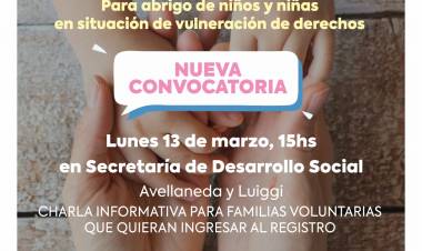 Se abre una nueva convocatoria para participar del programa Familias Solidarias para abrigo de niños y niñas  