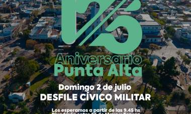 El Municipio realizará el desfile del 2 de julio para festejar el 125° aniversario de Punta Alta 