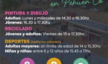 El Municipio de Coronel Rosales brinda talleres gratuitos de Cultura y Deportes en el Playón de Pehuen Co