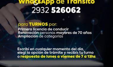 Desde la Dirección de Tránsito facilitan los turnos para primeras licencias a través de Whatsapp
