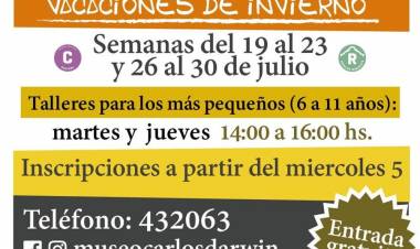 El Museo Darwin realizará talleres gratuitos durante las vacaciones de invierno