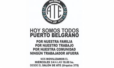 ATE convoca a una movilización por los despidos en la Base Naval Puerto Belgrano