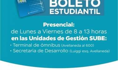 Se encuentran abiertas las inscripciones para el Boleto Estudiantil