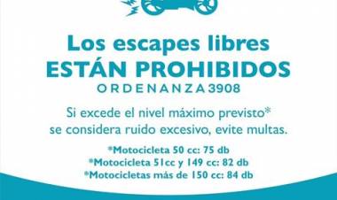 El Municipio recuerda que se prohíbe el uso de caños de escape libres