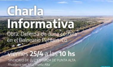 El Municipio de Coronel Rosales anunció una charla abierta sobre la obra de defensa costera de Pehuen Co