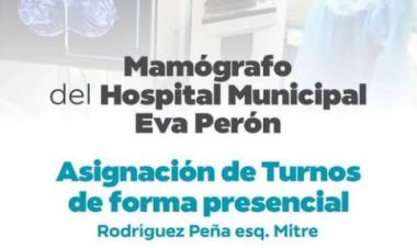 Hospital Municipal Eva Perón: asignarán turnos presenciales para mamografías