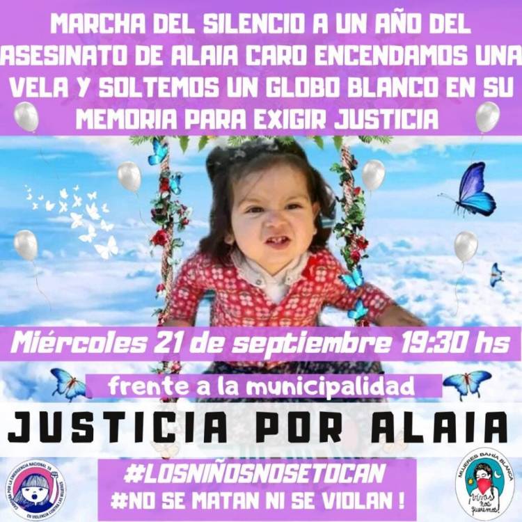 Se realizará una marcha del silencio a un año del crimen de Alaia Caro