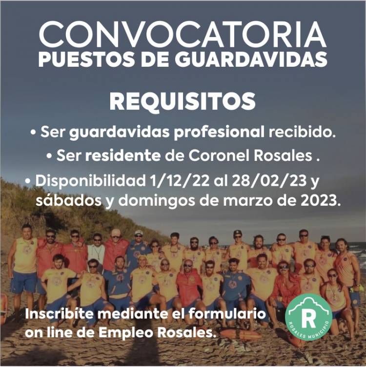 El Municipio de Coronel Rosales llama a postulantes para cubrir puestos de guardavidas en Pehuen Co