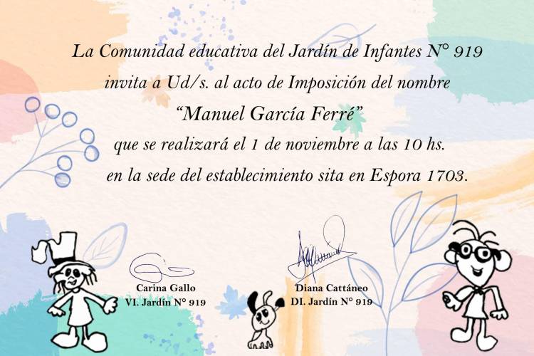 El Jardín de infantes 919 llevará el nombre "Manuel García Ferré"