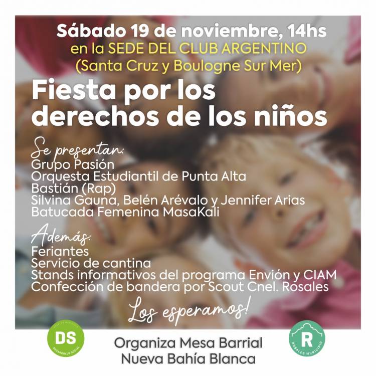 Este sábado habrá una “Fiesta por los derechos de los niños” en Nueva Bahía Blanca 