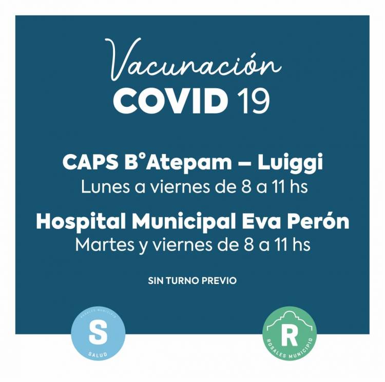 La atención en los vacunatorios COVID-19 serán únicamente por la mañana