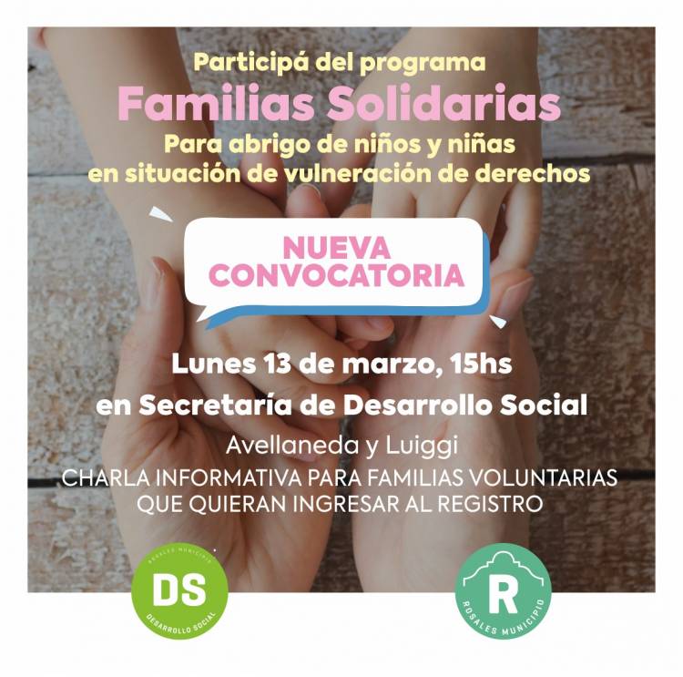 Se abre una nueva convocatoria para participar del programa Familias Solidarias para abrigo de niños y niñas  