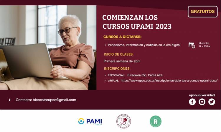 El Municipio invita a los cursos presenciales de UPAMI para adultos mayores    
