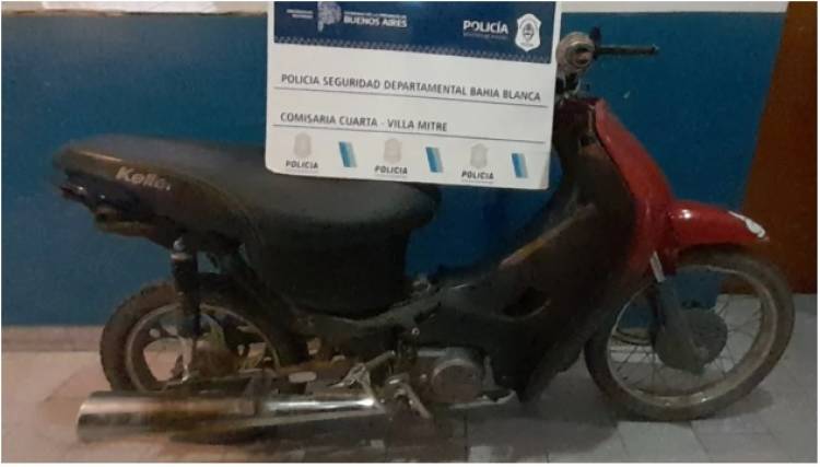 Recuperan en Bahía Blanca una moto robada en nuestra ciudad