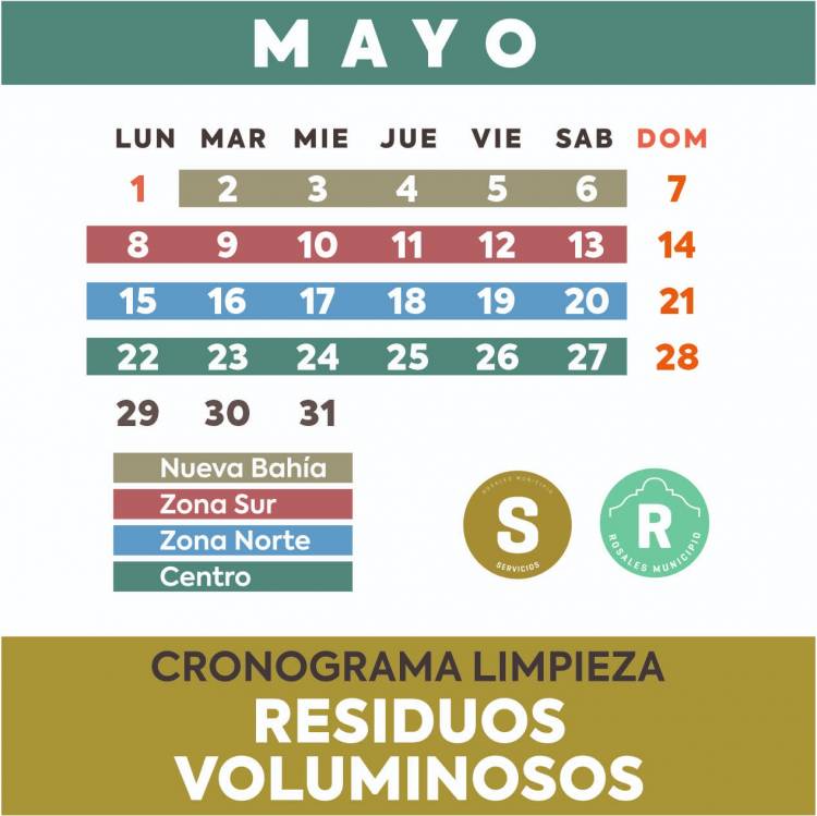 El martes 2 inicia el cronograma de recolección de voluminosos del mes de mayo 2023