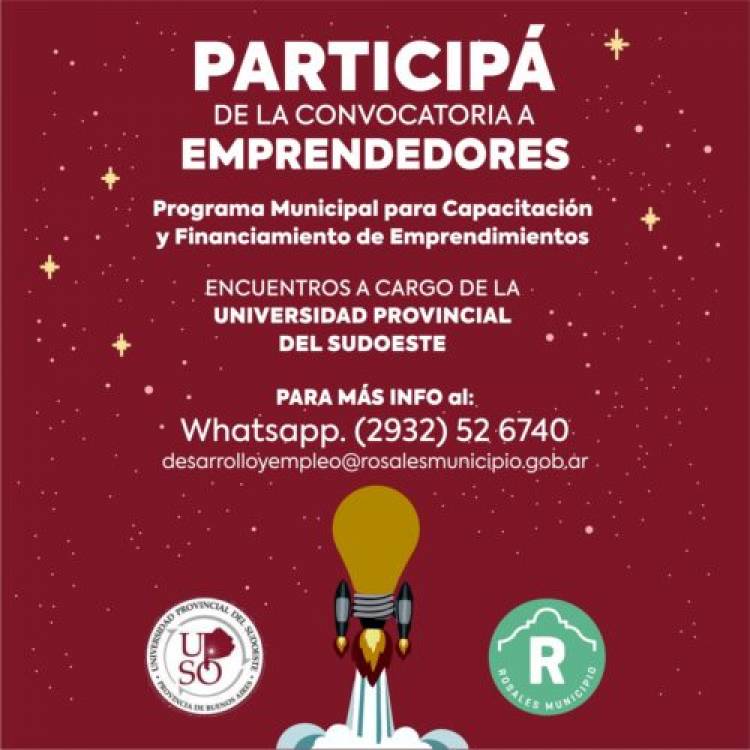 El Municipio de Coronel Rosales abrió una nueva convocatoria a cursos y microcréditos para emprendedores  