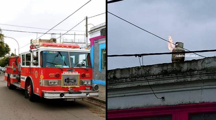 Bomberos acudieron al incendio de una garrafa en el techo de un local comercial