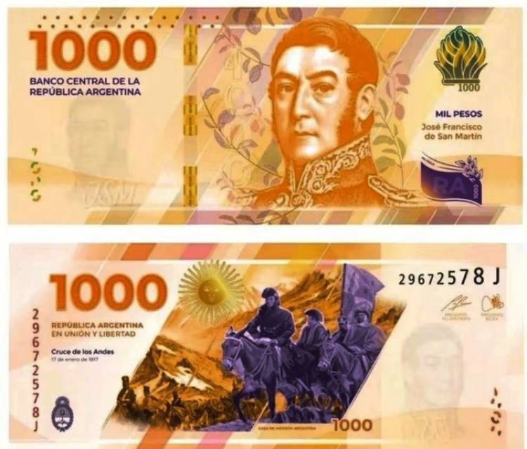 Ya se encuentra en circulación el nuevo billete de $ 1000 con la imagen de San Martín