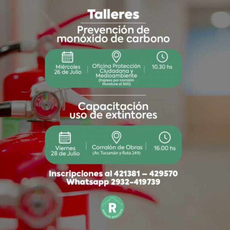 El Municipio de Coronel Rosales brinda nuevos talleres sobre monóxido de carbono y uso de extintores