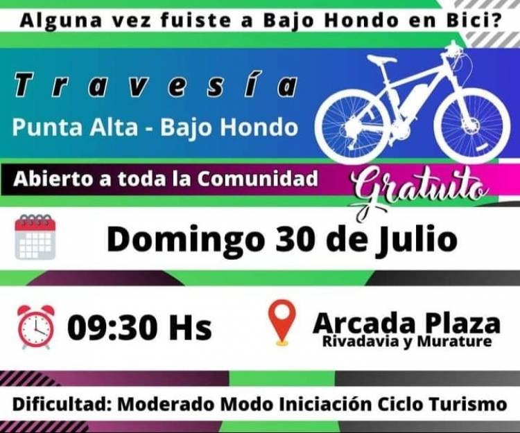Este domingo se realizará una bicicleteada hasta Bajo Hondo