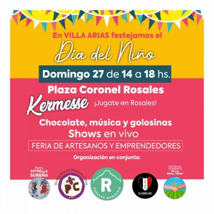 El Municipio de Coronel Rosales invita a los festejos del Día del Niño en Villa Arias