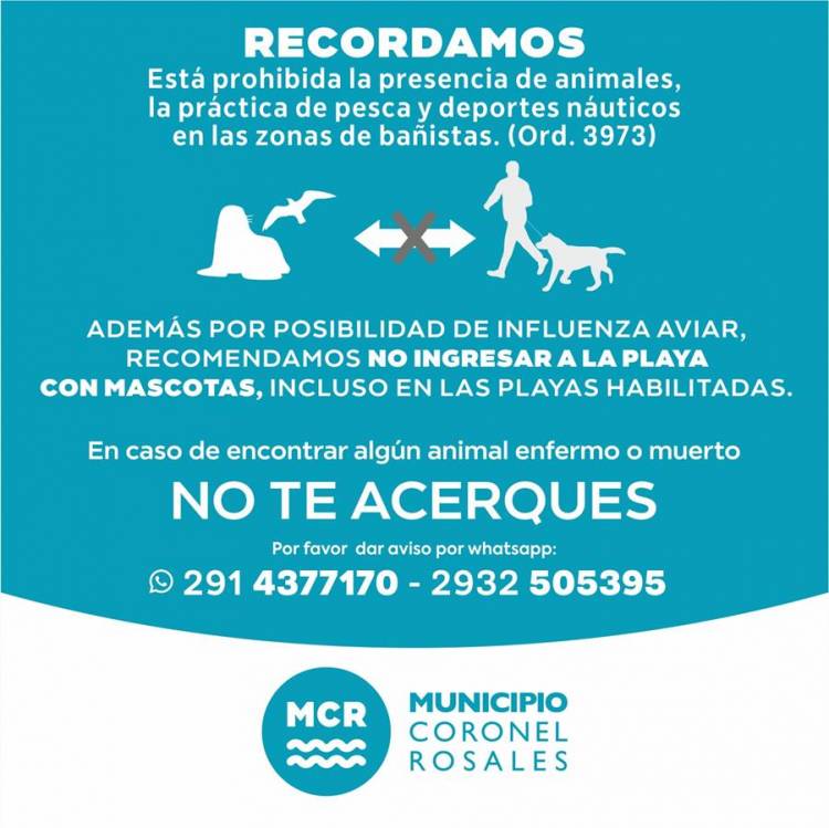 El Municipio de Coronel Rosales realiza un recordatorio para los visitantes en las playas rosaleñas