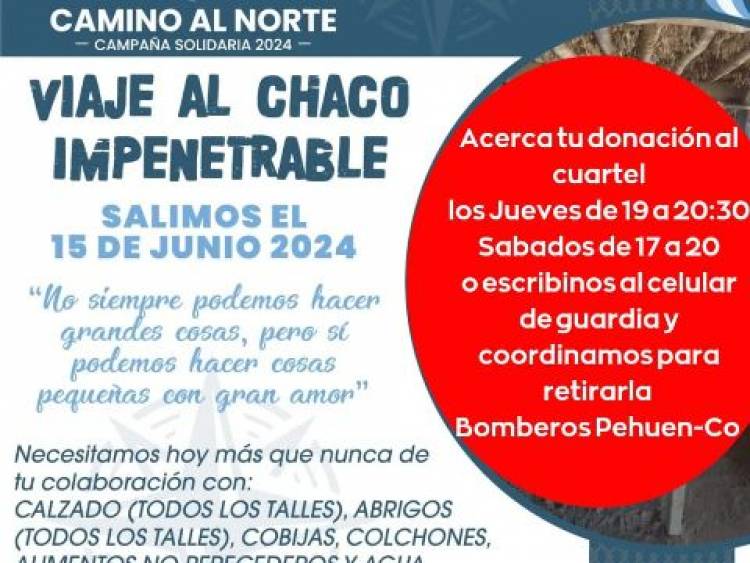 Bomberos de Pehuen Co organizan una campaña para el Impenetrable Chaco