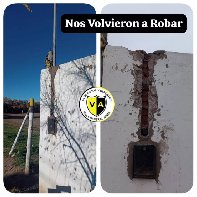 Delincuentes robaron parte de la nueva instalación eléctrica del Club Villa Arias