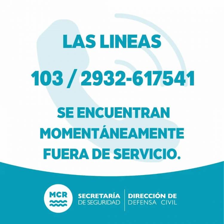 En Coronel Rosales Defensa Civil sin servicio de teléfonos de emergencia