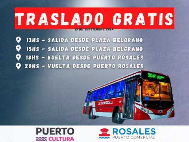 Este domingo habrá colectivos gratuitos hacia Puerto Rosales